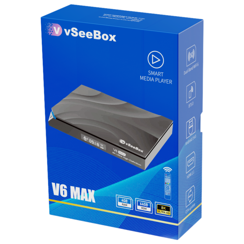 vseebox v6 max 8k android tv box with wireless keyboard bundle